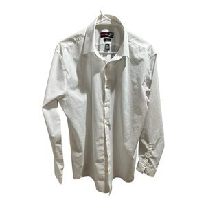 JF J.Ferrar White Dress Shirt Classic Long-Sleeve